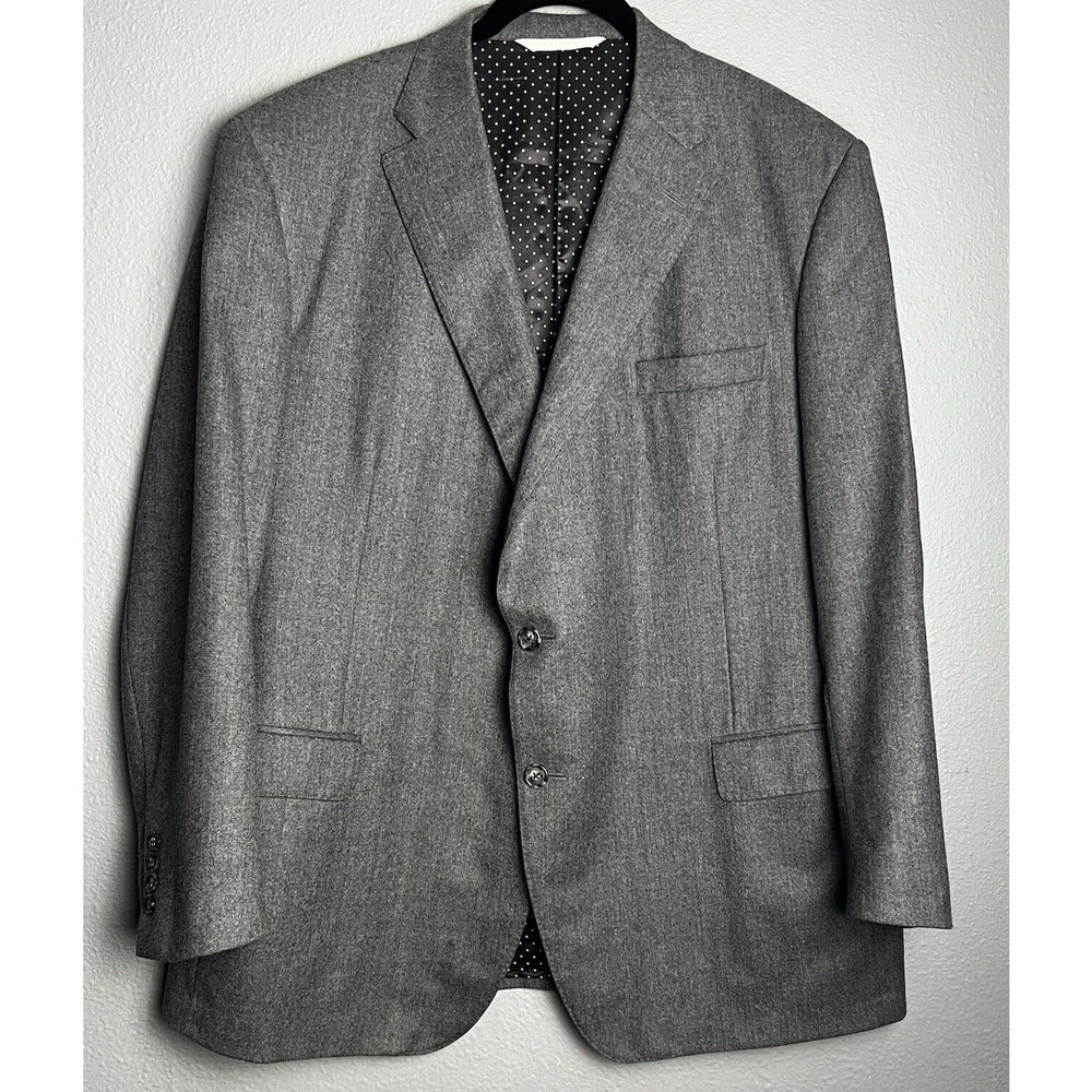 Samuelsohn 100% Wool SB Gable Super 120's Sport Coat Blazer Custom Size 44R Gray